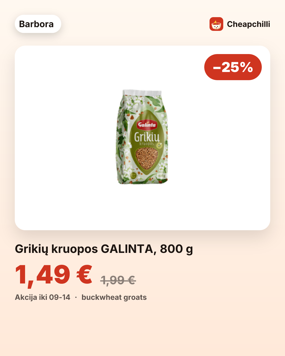 Grikių kruopos GALINTA, 800 g