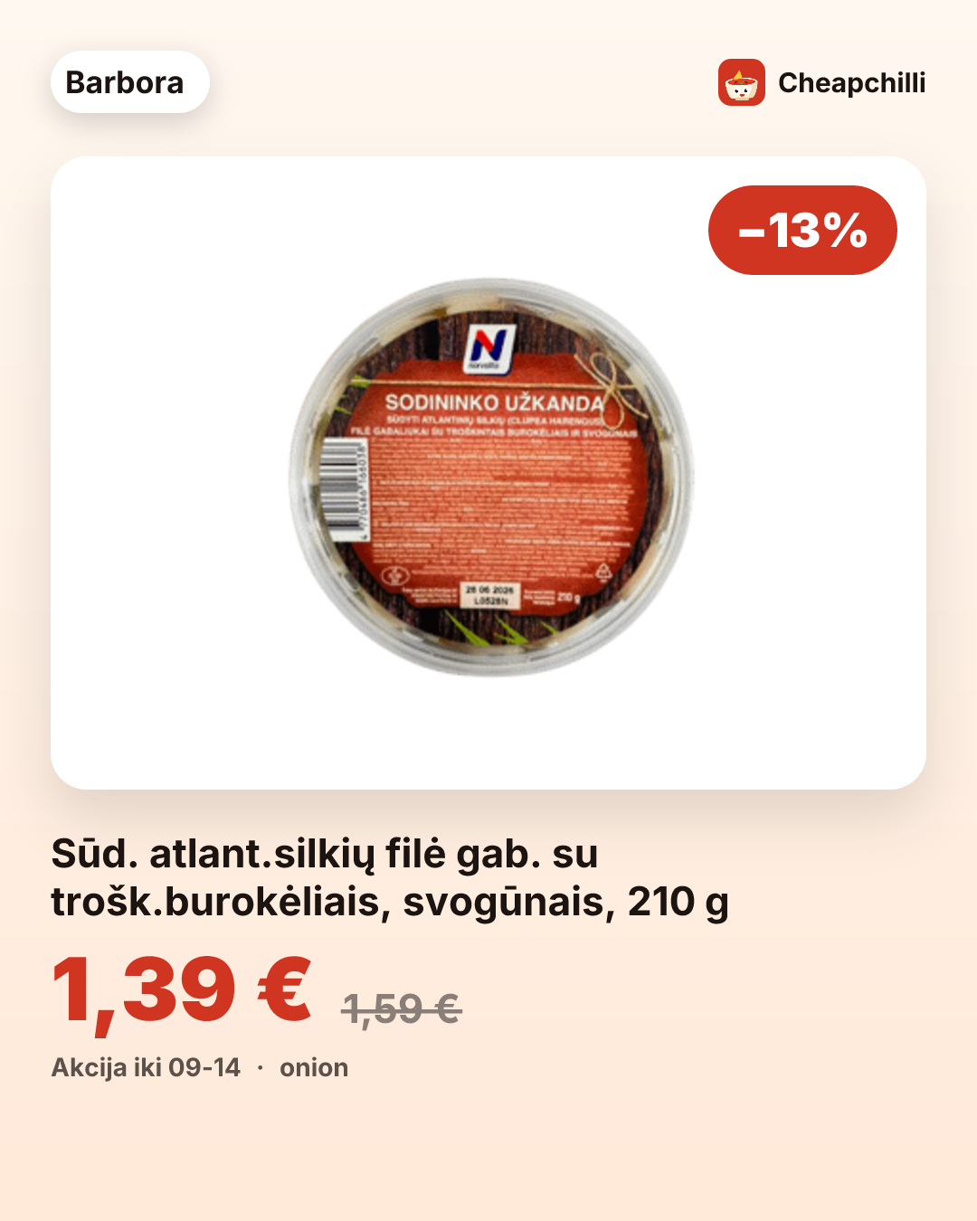 Sūd. atlant.silkių filė gab. su trošk.burokėliais, svogūnais, 210 g