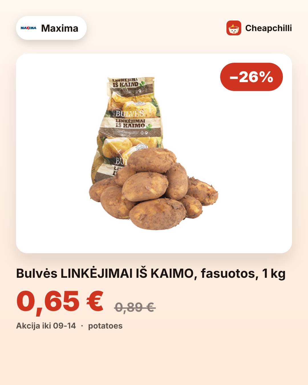 Bulvės LINKĖJIMAI IŠ KAIMO, fasuotos, 1 kg