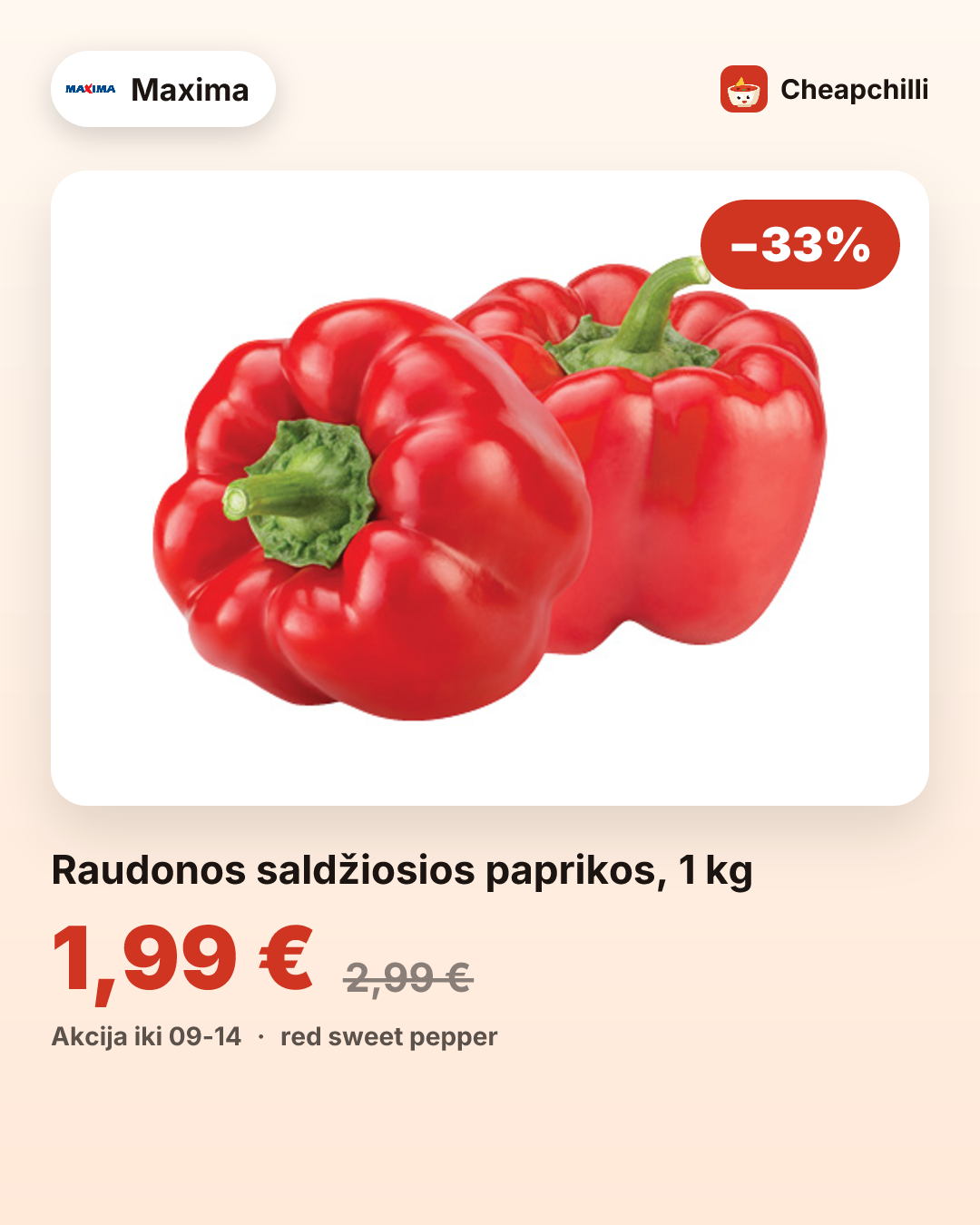 Raudonos saldžiosios paprikos, 1 kg