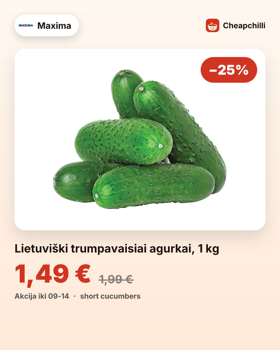 Lietuviški trumpavaisiai agurkai, 1 kg