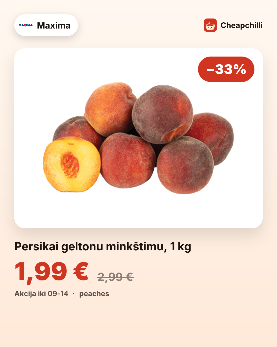 Persikai geltonu minkštimu, 1 kg