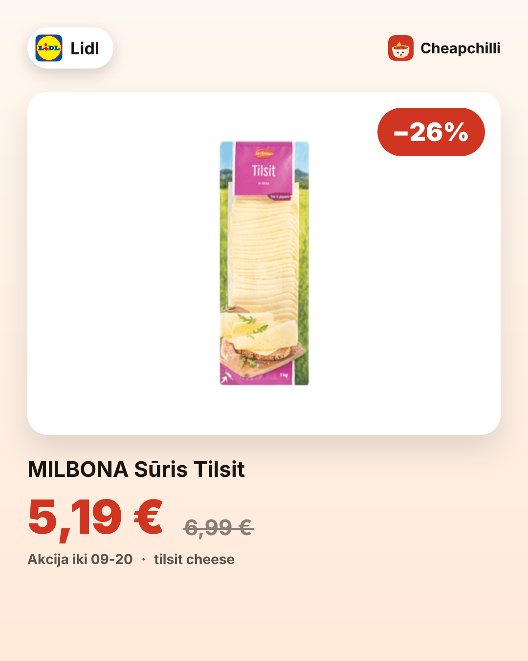 MILBONA Sūris Tilsit