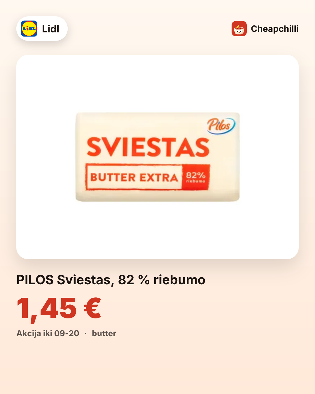 PILOS Sviestas, 82 % riebumo